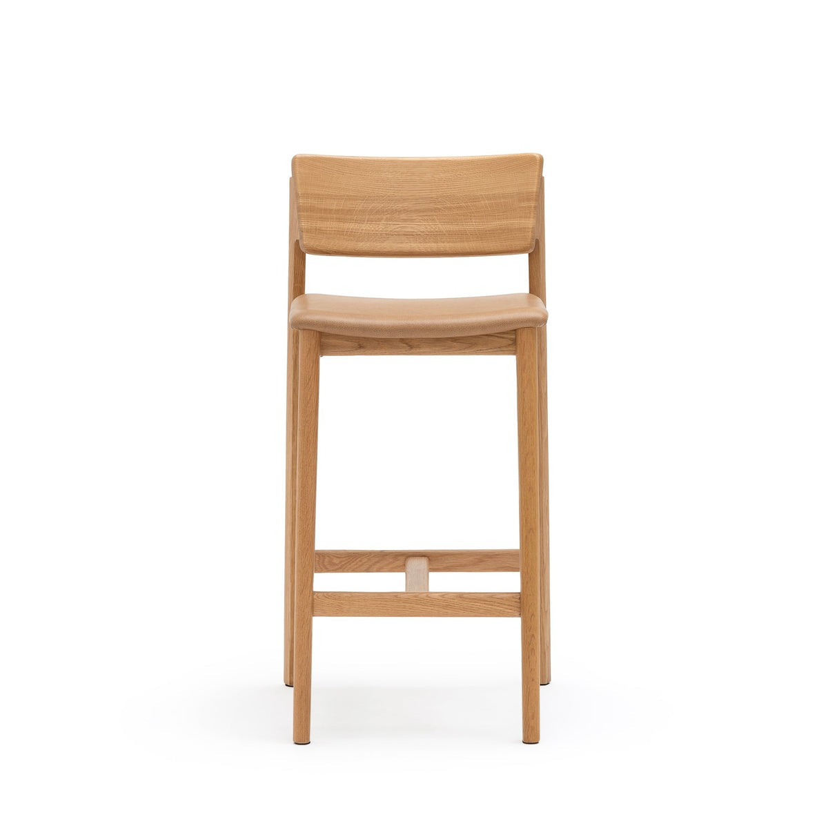 Poise Counter Chair - Light Oak & Pecan Leather