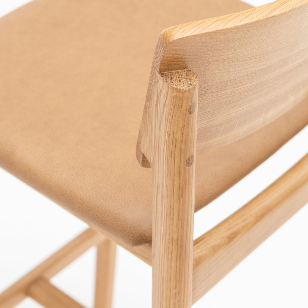 Poise Counter Chair - Light Oak & Pecan Leather - Loom Collection