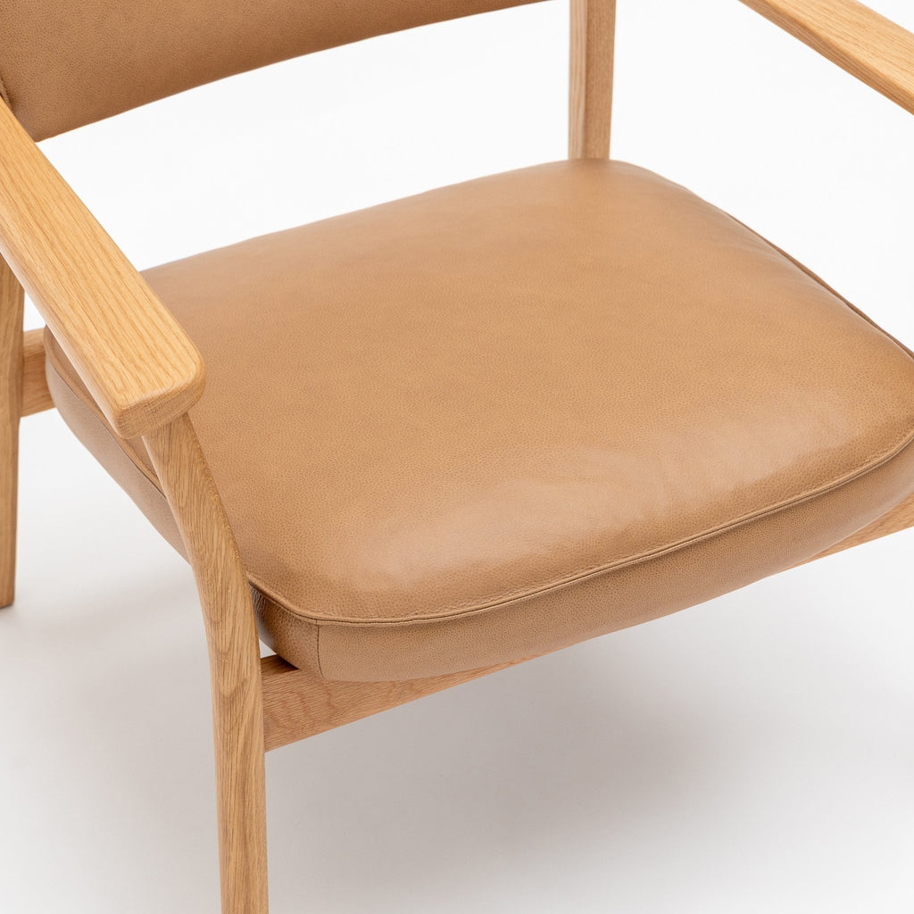 Poise Lounge Chair - Light Oak & Pecan Leather - Loom Collection