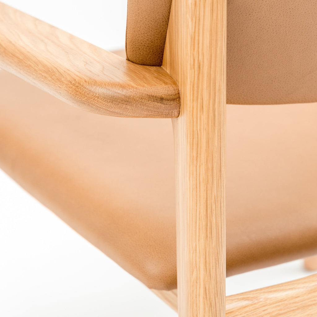 Poise Lounge Chair - Light Oak & Pecan Leather - Loom Collection