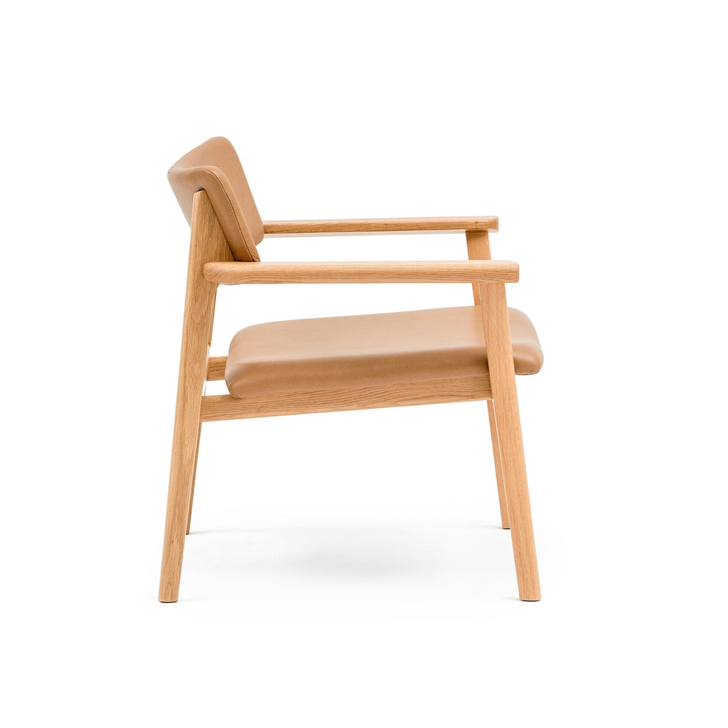 Poise Lounge Chair - Light Oak & Pecan Leather - Loom Collection