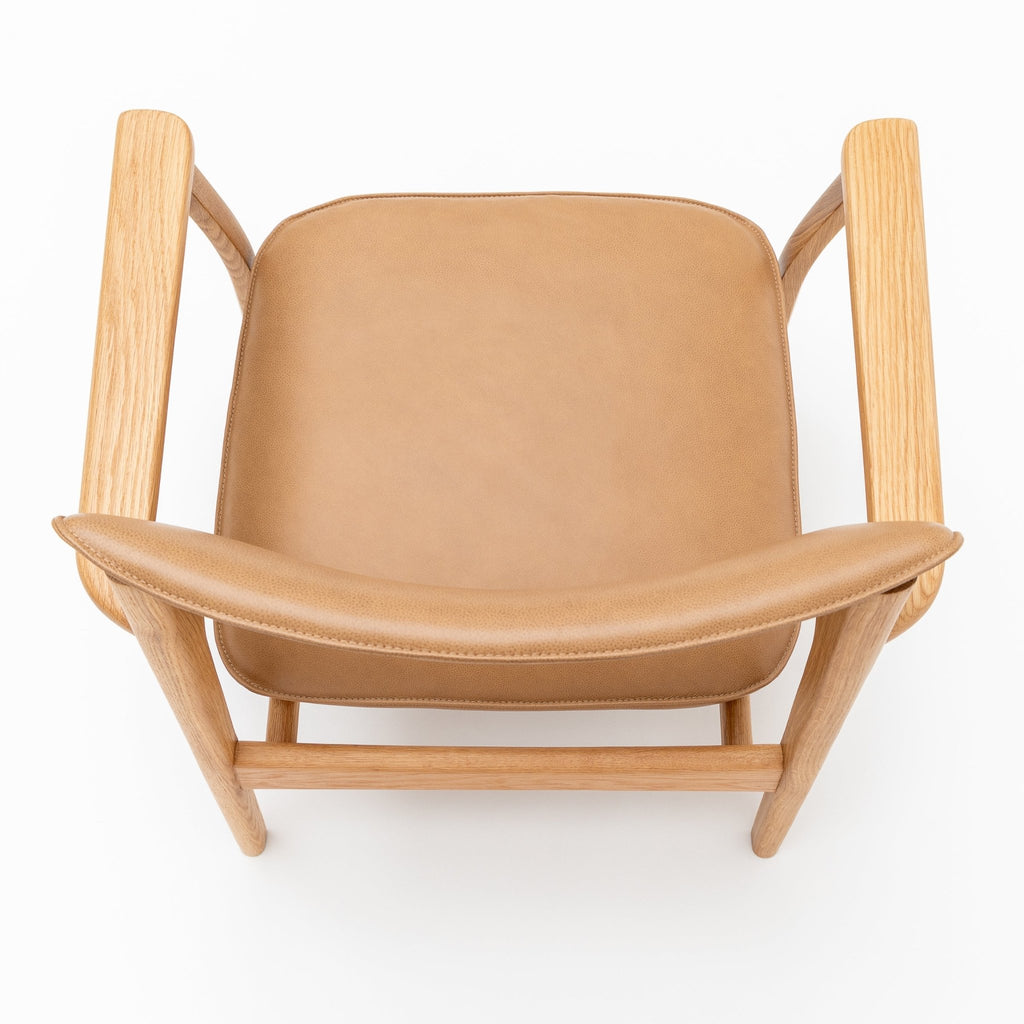 Poise Lounge Chair - Light Oak & Pecan Leather - Loom Collection