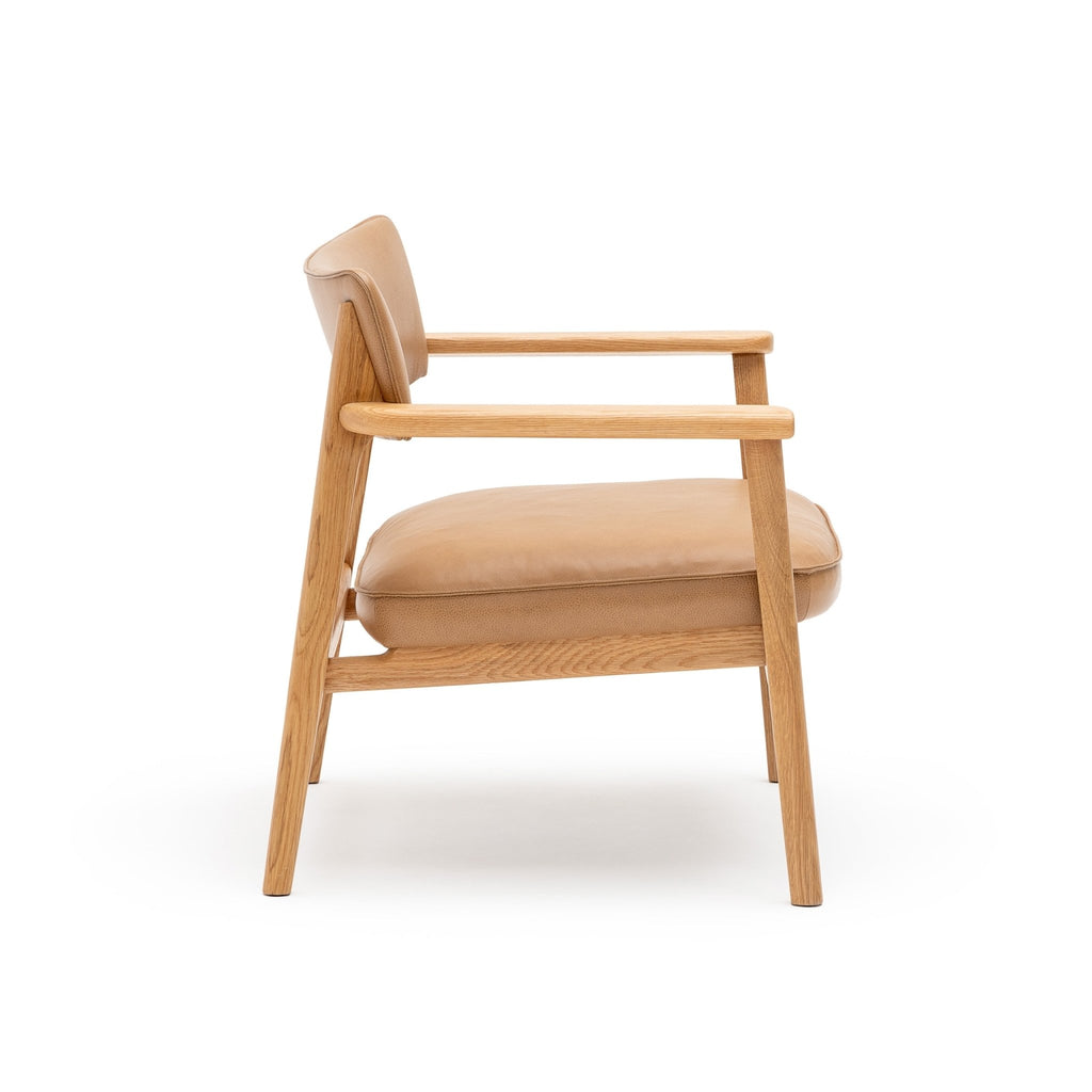 Poise Lounge Chair - Light Oak & Pecan Leather - Loom Collection