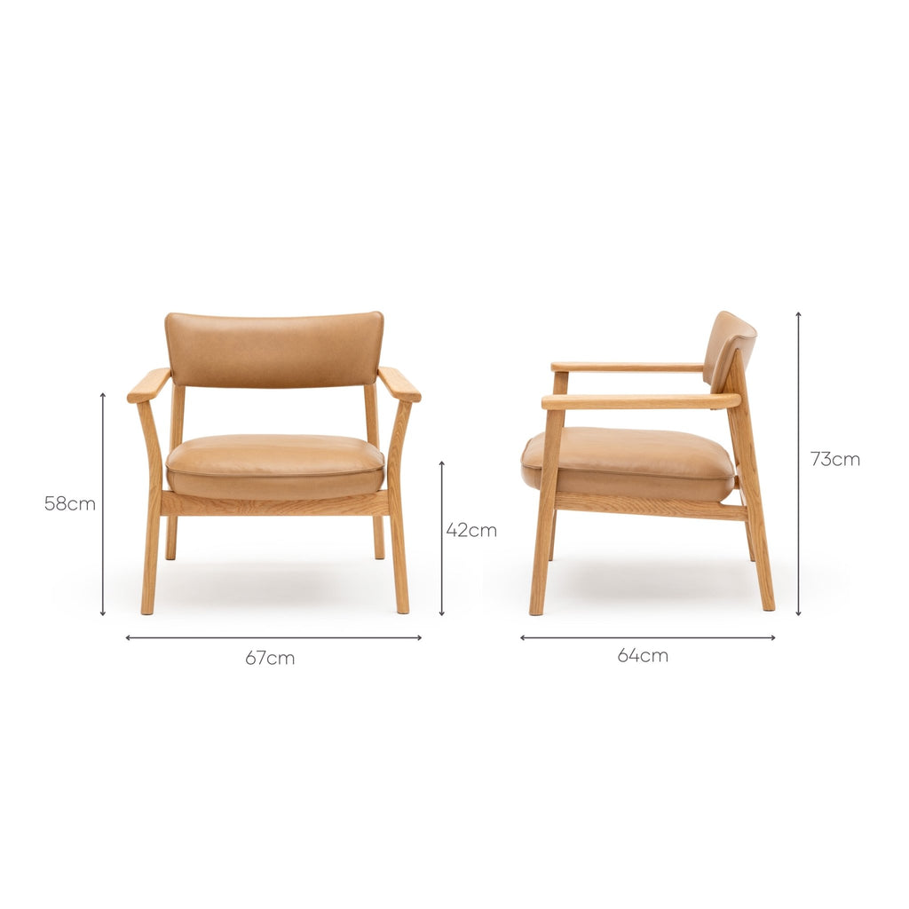 Poise Lounge Chair - Light Oak & Pecan Leather - Loom Collection