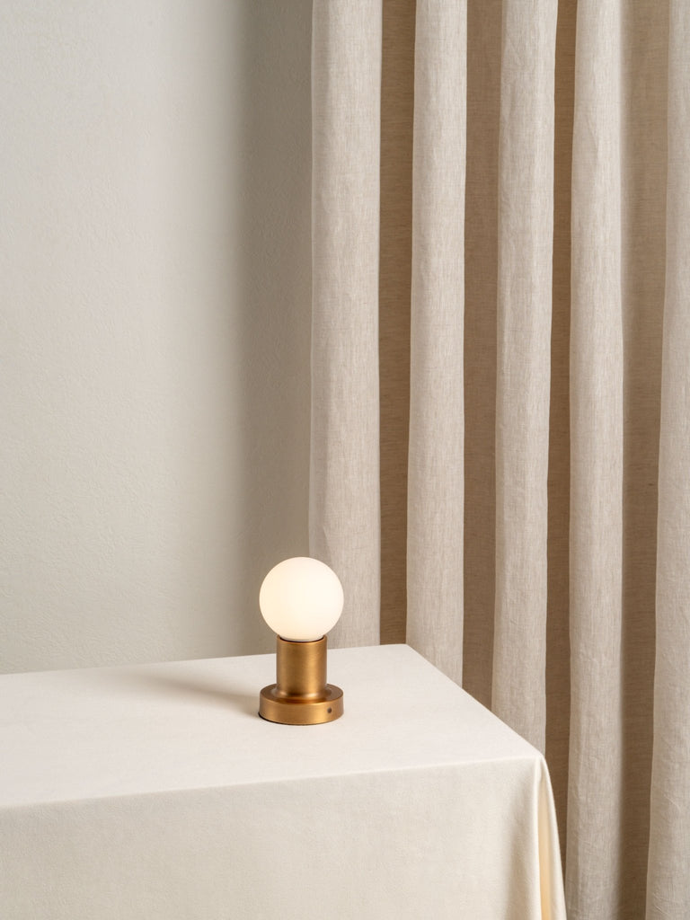 Porta - Aged Brass And Opal Rechargeable Table Lamp - Loom Collection