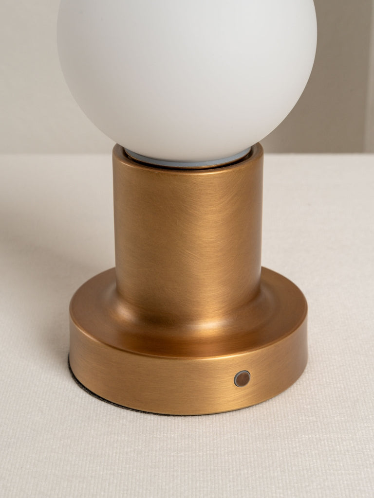 Porta - Aged Brass And Opal Rechargeable Table Lamp - Loom Collection