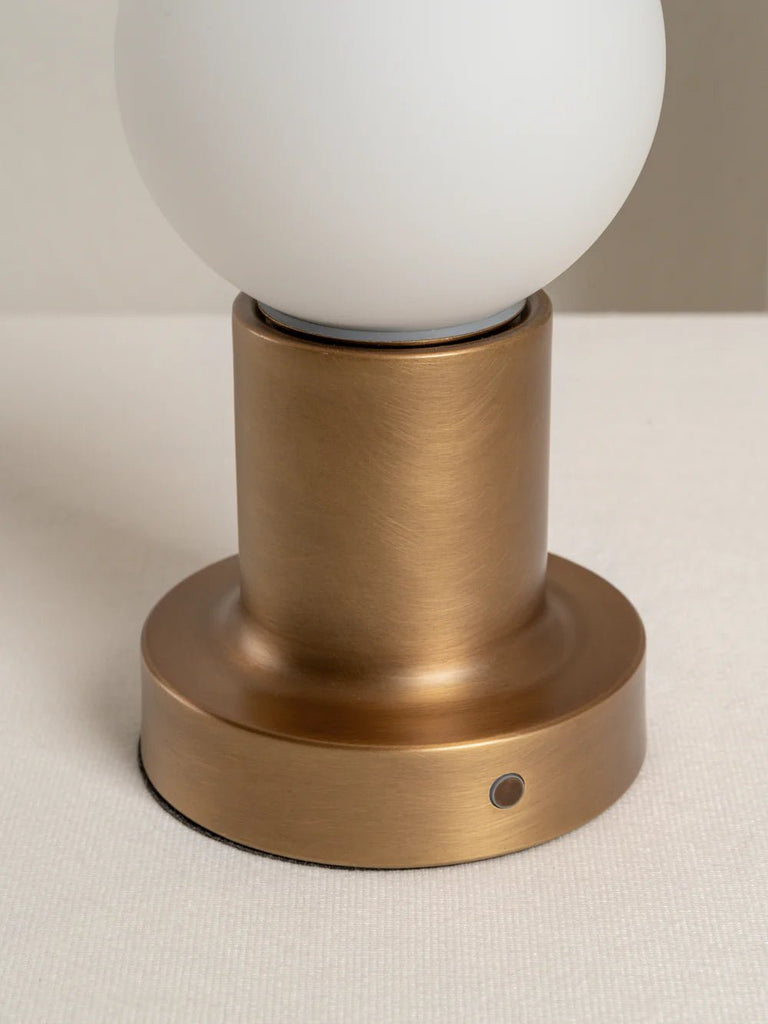 Porta - Aged Brass And Opal Rechargeable Table Lamp - Loom Collection