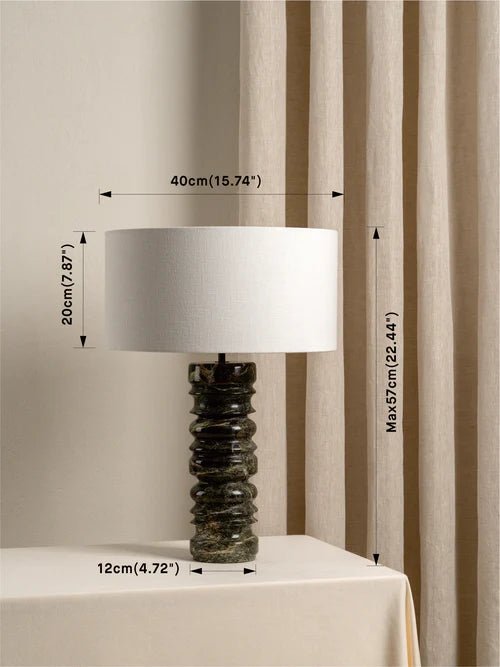 Renee - Large Green Marble Table Lamp - Loom Collection