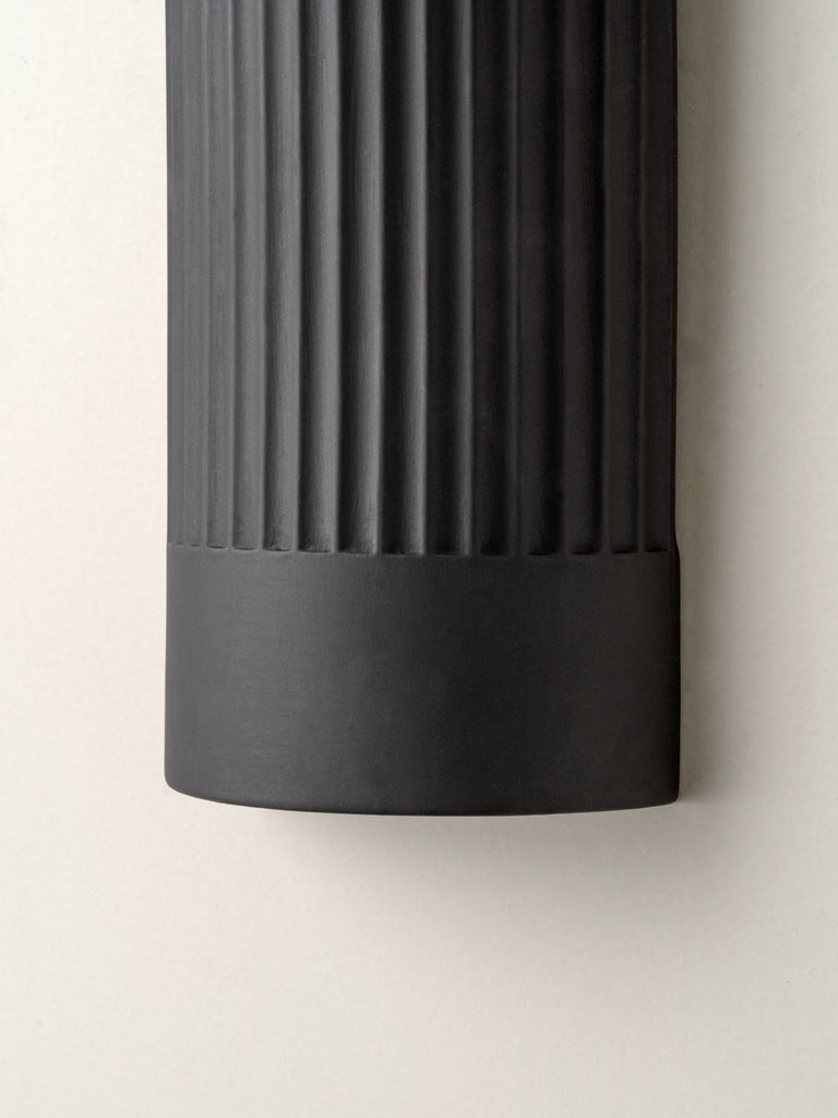 Nitara - Chocolate Ribbed Concrete Wall Light.