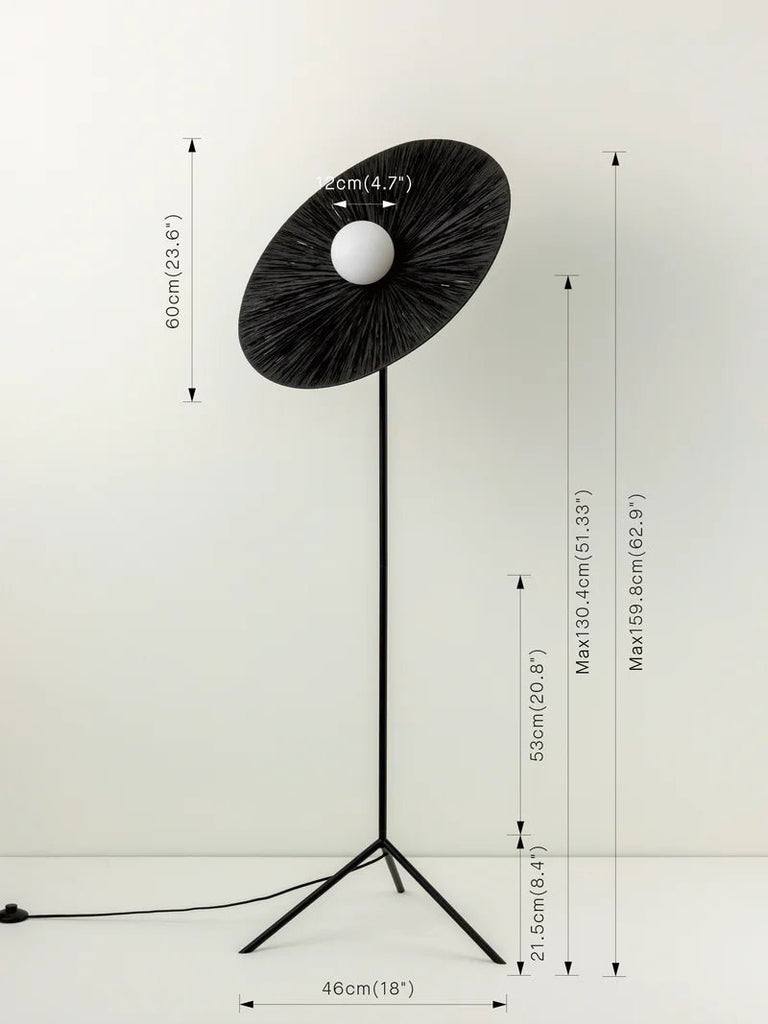 Ridotti - 1 Light Black Raffia Floor Lamp