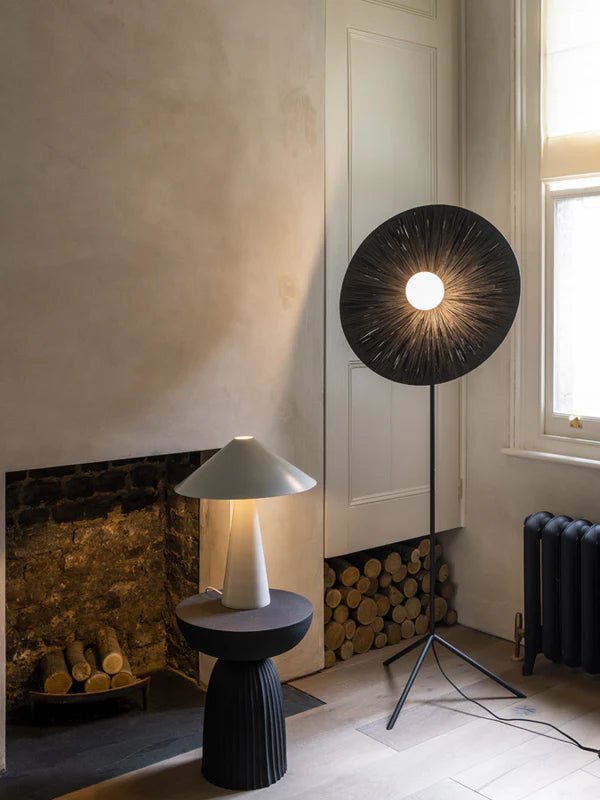 Ridotti - 1 Light Black Raffia Floor Lamp