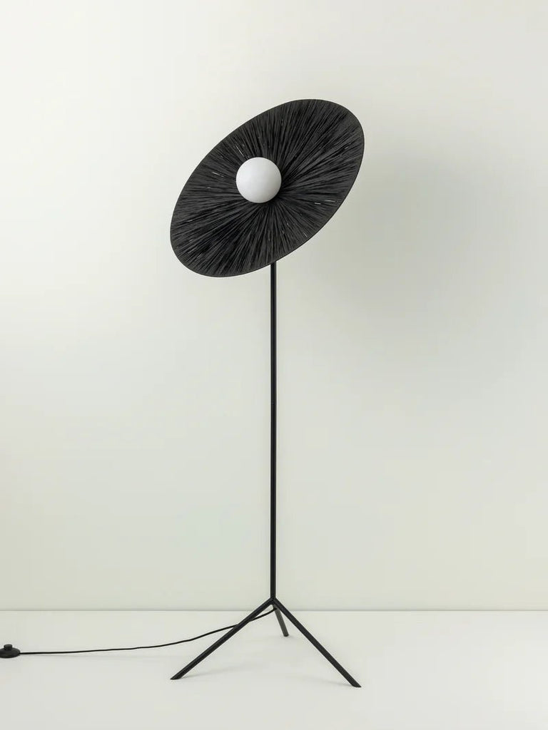 Ridotti - 1 Light Black Raffia Floor Lamp