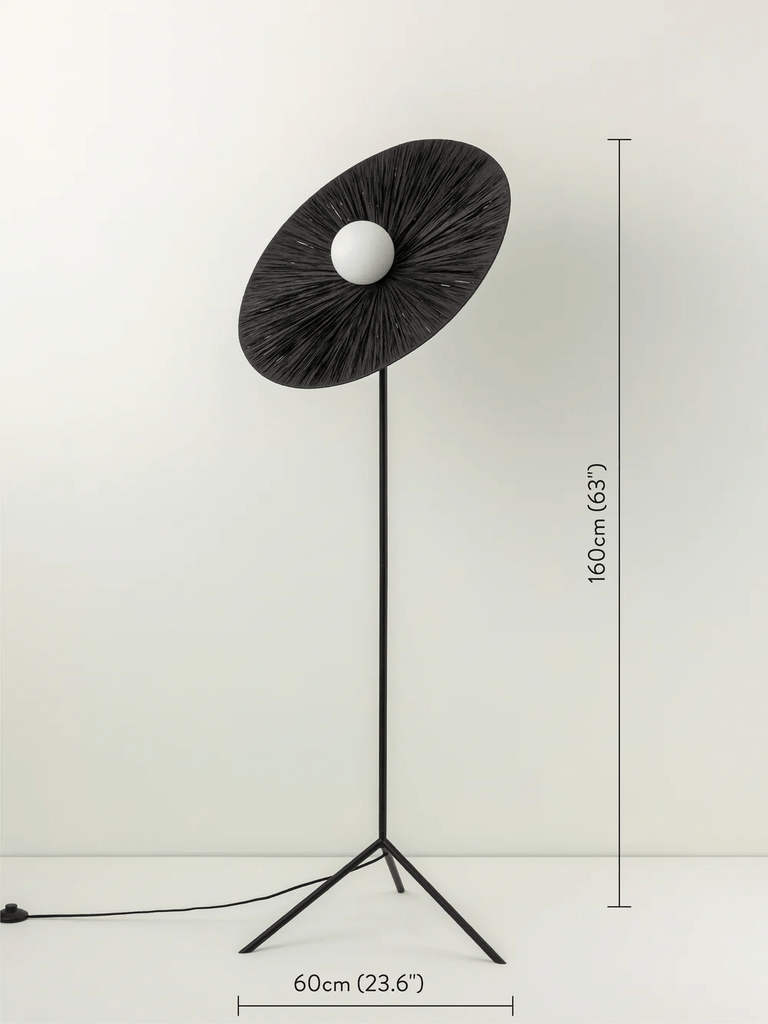 Ridotti - 1 Light Black Raffia Floor Lamp.