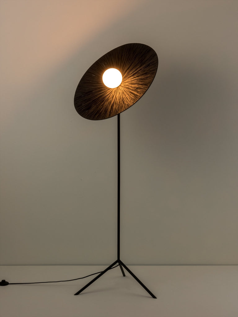 Ridotti - 1 Light Black Raffia Floor Lamp.