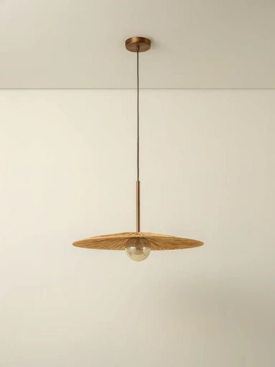 Ridotti - 1 Light Natural Raffia And Burnished Brass Pendant