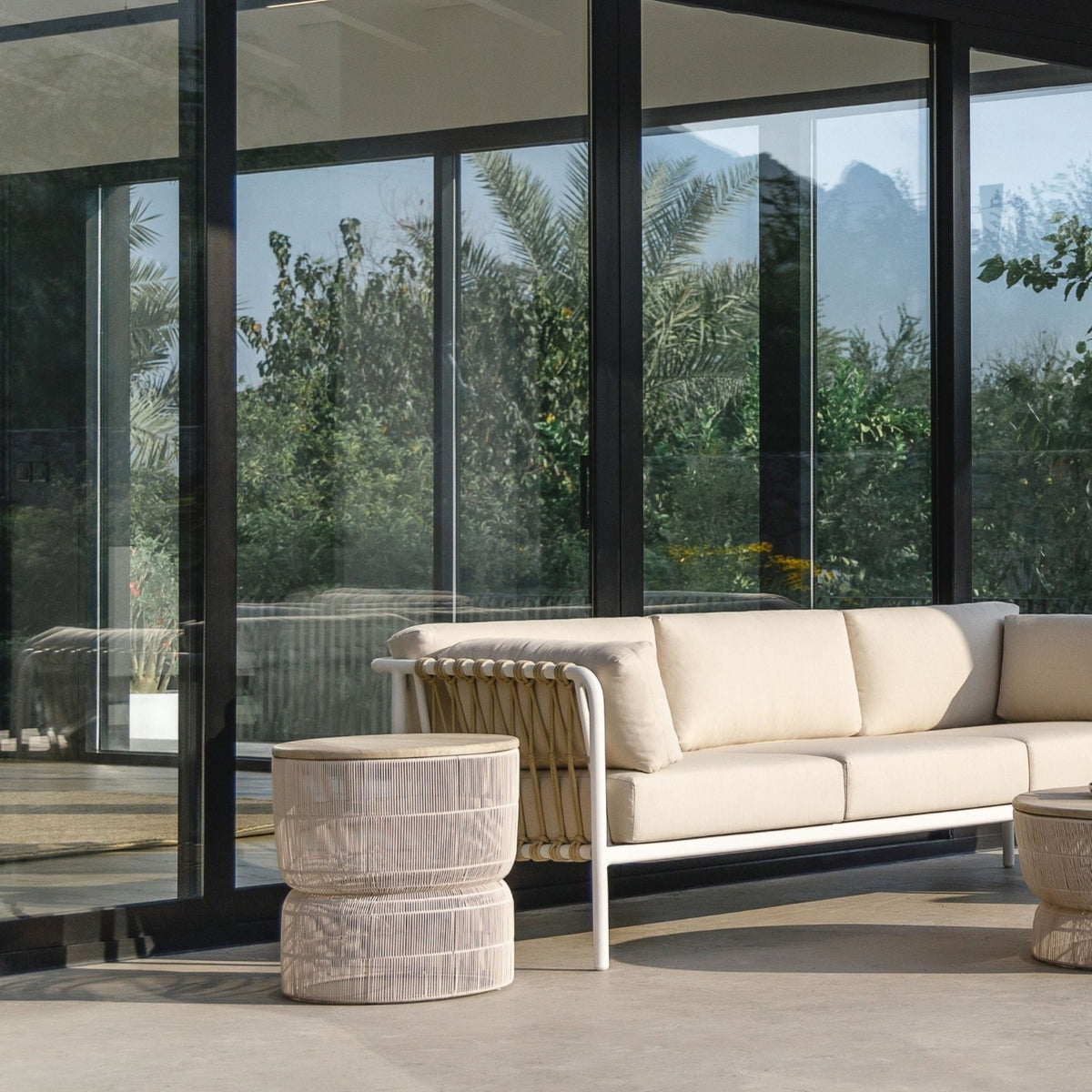 Riviera Side Table - Chalk & Aged Teak - Side Tables Loom Collection Loom Collection Dubai