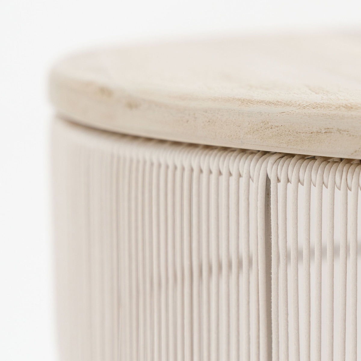 Riviera Side Table - Chalk & Aged Teak - Side Tables Loom Collection Loom Collection Dubai