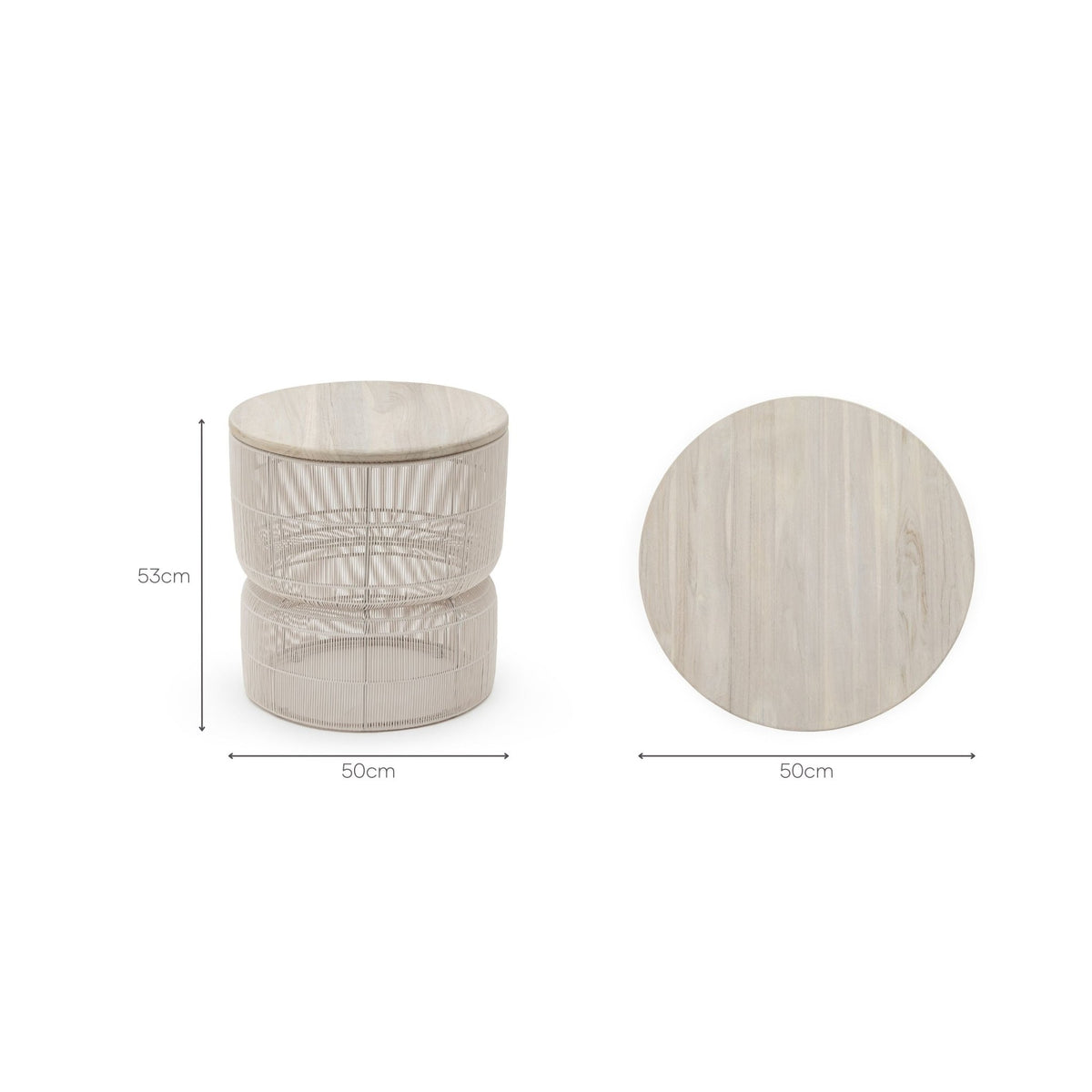 Riviera Side Table - Chalk & Aged Teak - Side Tables Loom Collection Loom Collection Dubai