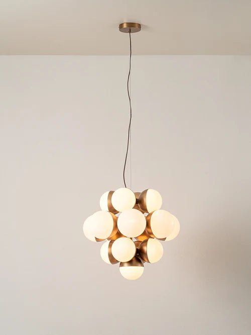 Rocio - 16 Light Aged Brass And Opal Chandelier - Loom Collection