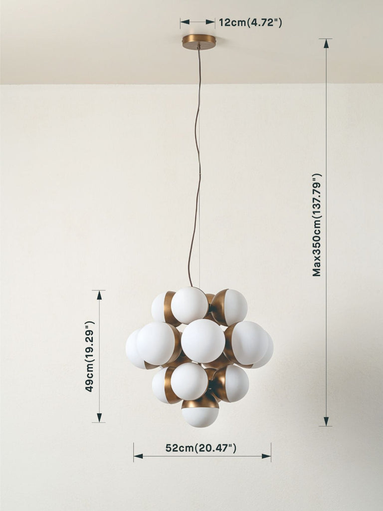 Rocio - 16 Light Aged Brass And Opal Chandelier - Loom Collection