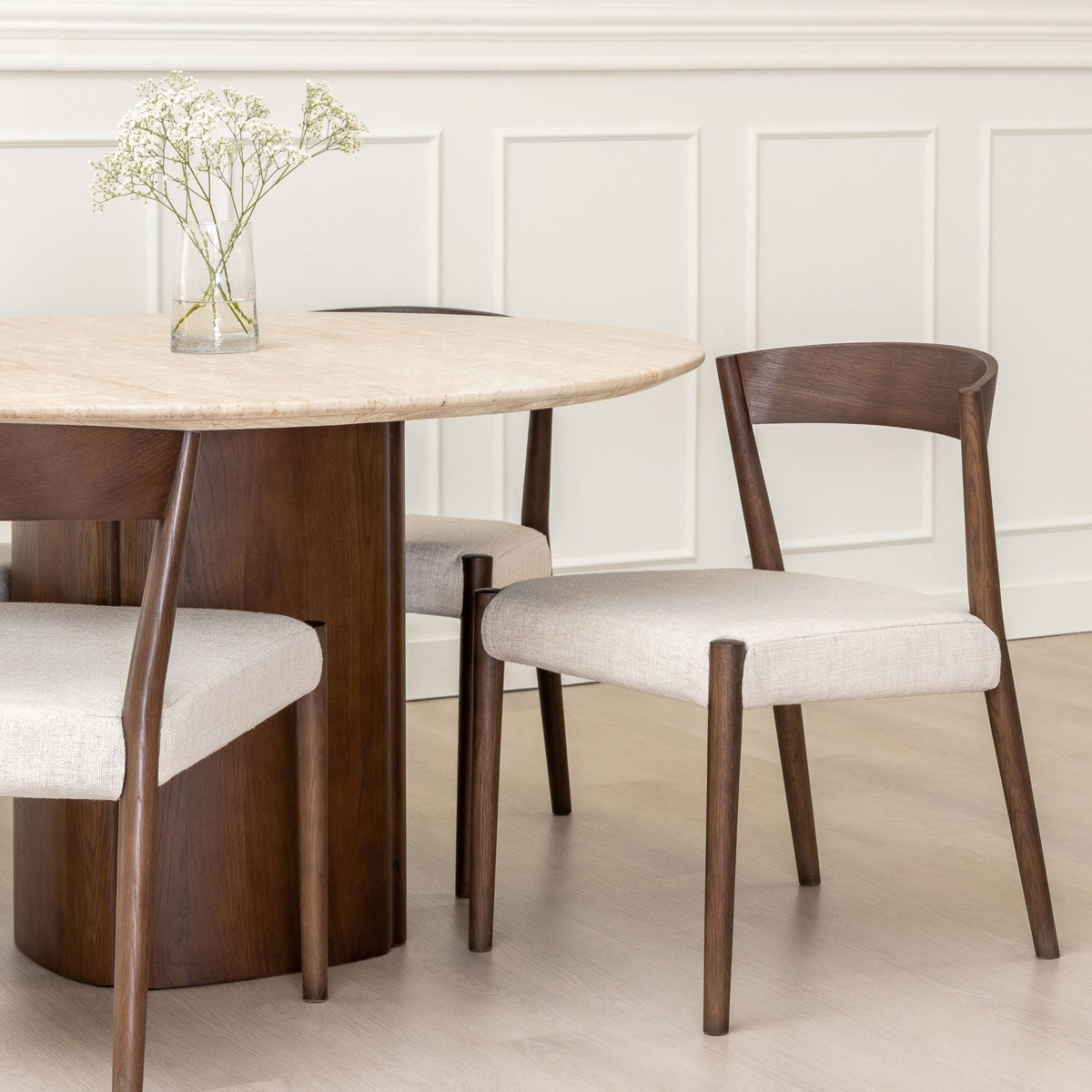 Ronda Chair - Espresso Oak & Oatmeal - Dining Chairs Tolv Loom Collection Dubai
