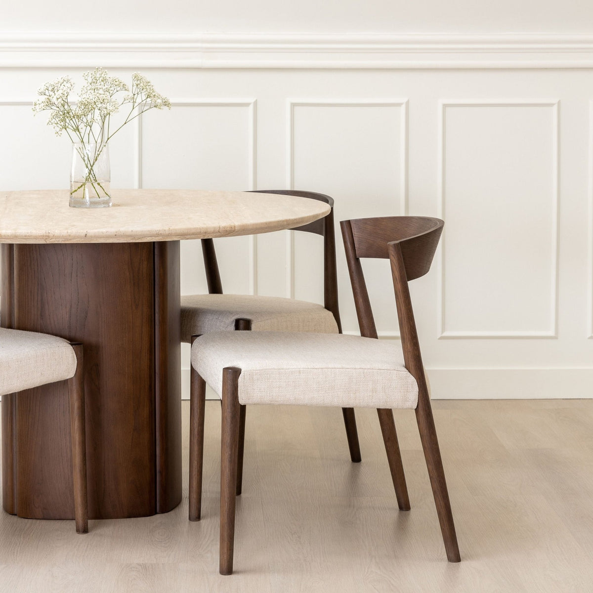 Ronda Chair - Espresso Oak & Oatmeal - Dining Chairs Tolv Loom Collection Dubai