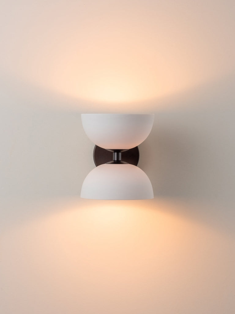 Ruzo - 2 Light Bronze And Porcelain Wall Light.