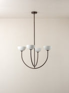 Ruzo - 4 Light Bronze And White Porcelain Ceiling Pendant