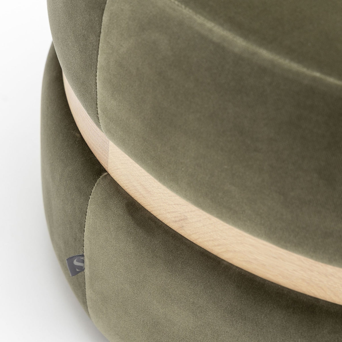 Saga Stool - Blonde Oak & Conte Sepia Velvet - Ottomans Tolv Loom Collection Dubai