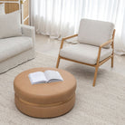 Saga Stool - Light Oak & Pecan Leather - Ottomans Tolv Loom Collection Dubai