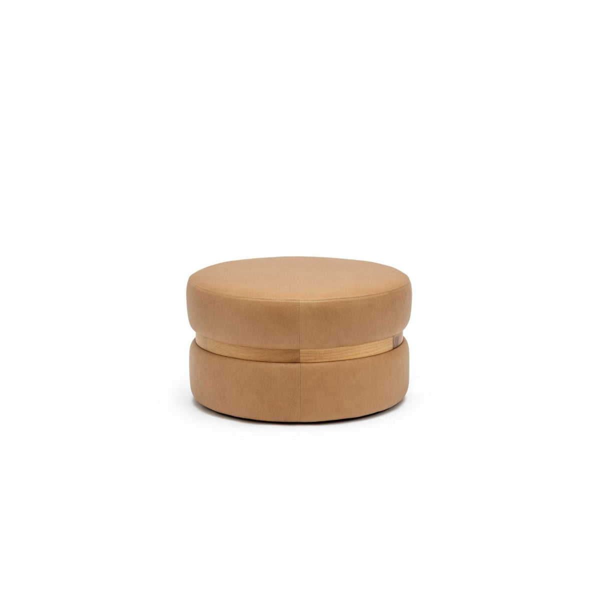 Saga Stool - Light Oak & Pecan Leather - Ottomans Tolv Loom Collection Dubai