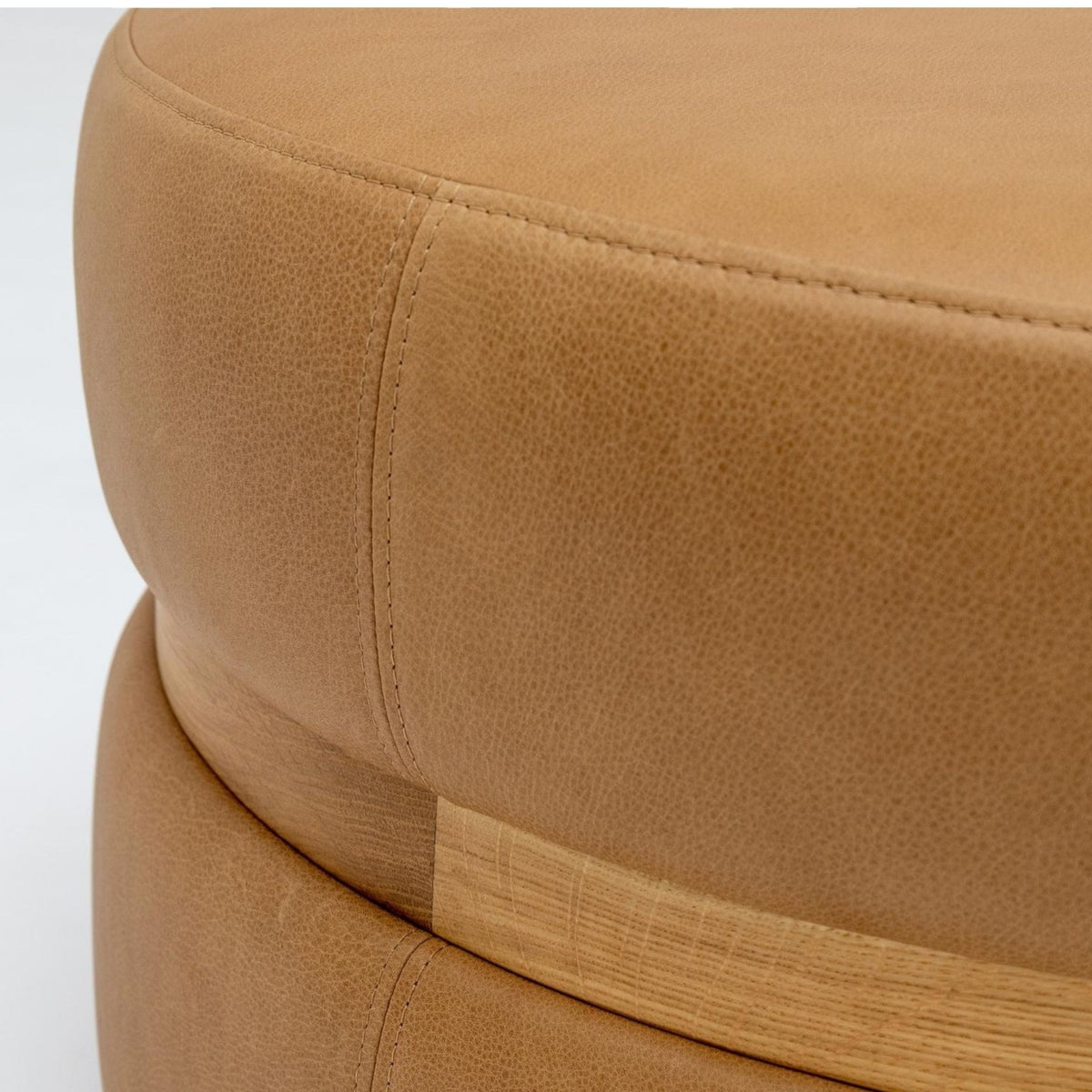 Saga Stool - Light Oak & Pecan Leather - Ottomans Tolv Loom Collection Dubai