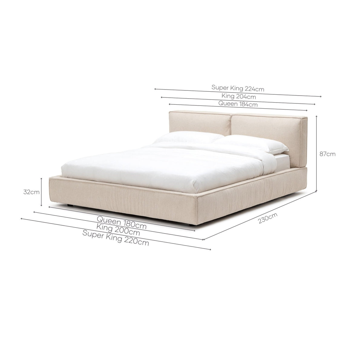 Santorini Standard Bed - Beige - Beds Loom Collection Loom Collection Dubai