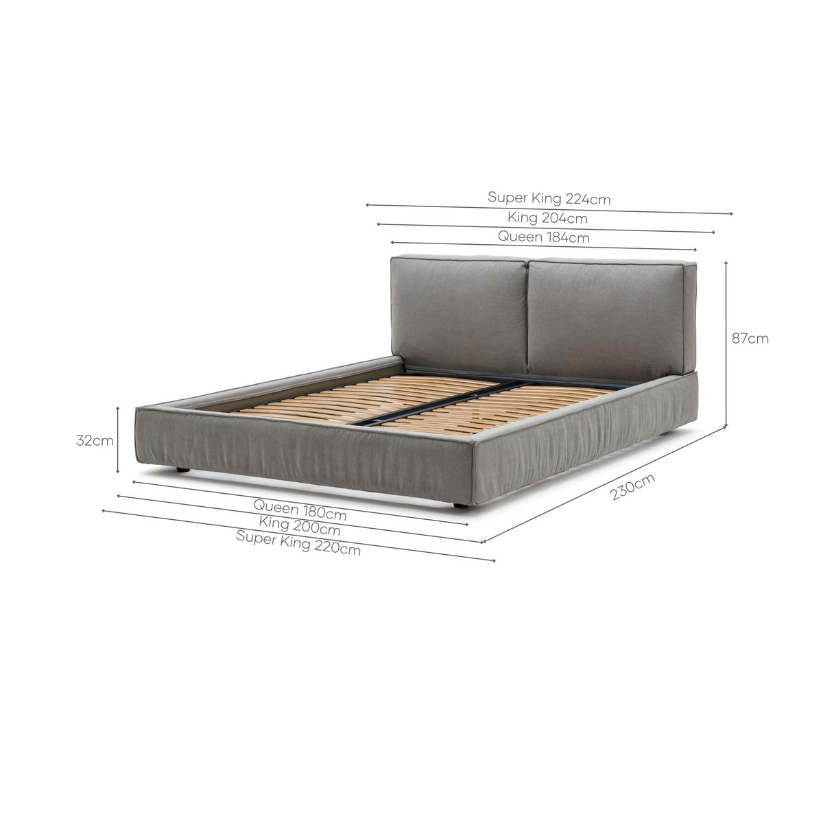 Santorini Standard Bed - Grey - Beds Loom Collection Loom Collection Dubai