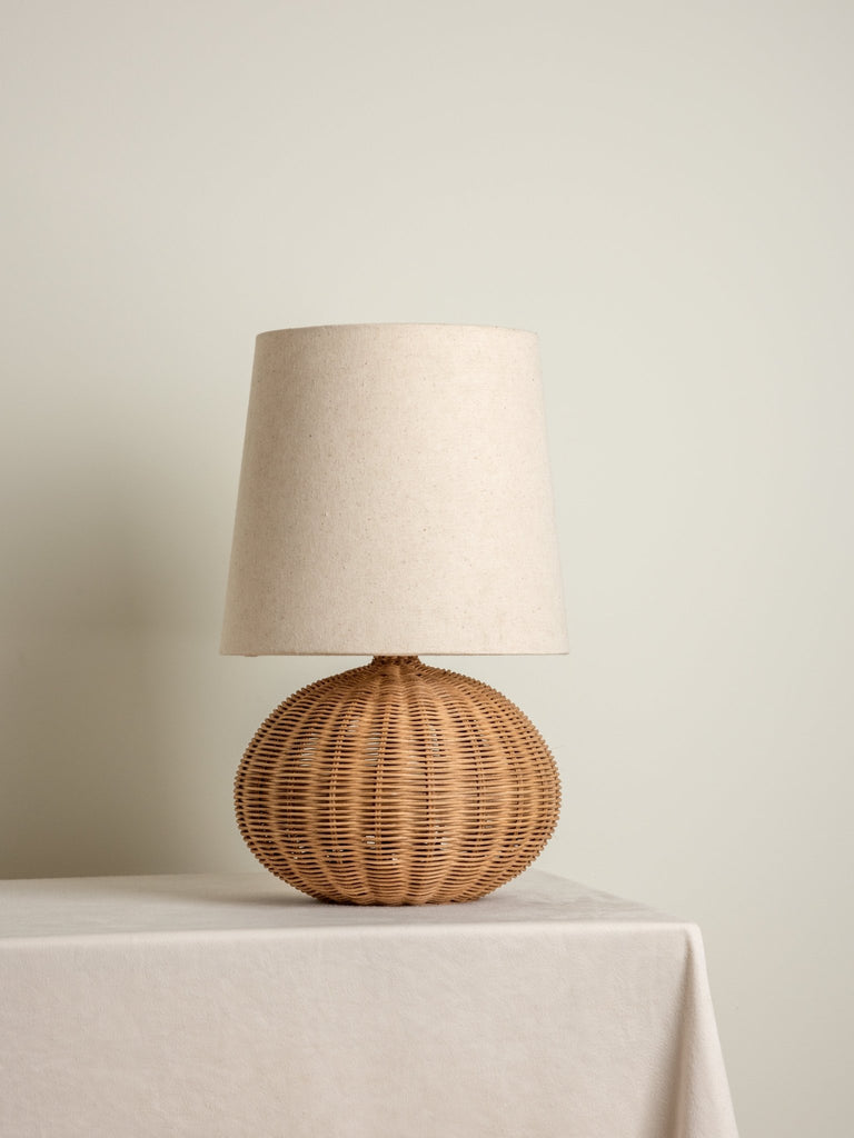 Sanvi - Rattan Globe Table Lamp.