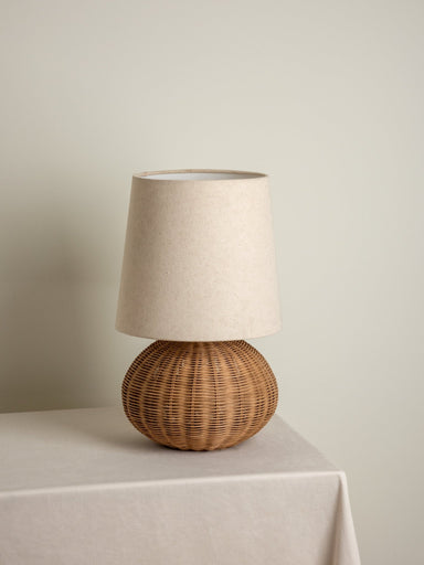 Sanvi - Rattan Globe Table Lamp.