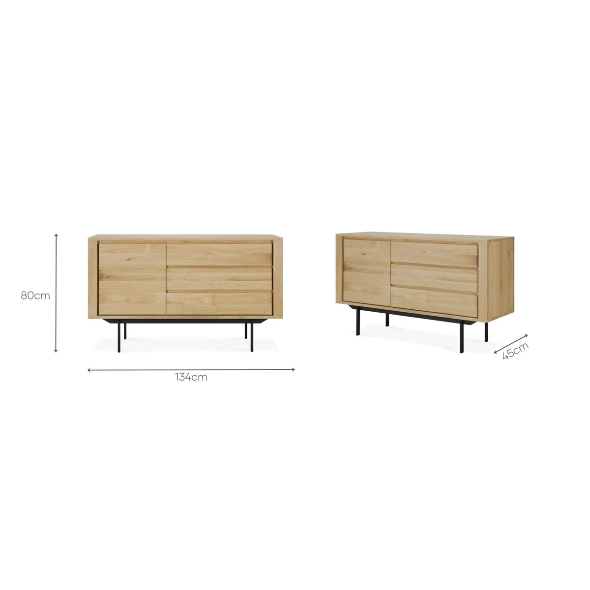 Shadow Sideboard - Oak with Black Metal Legs - Buffets & Sideboards Ethnicraft Loom Collection Dubai