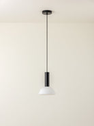 Silio - 1 Light Matt Black And Opal Pendant