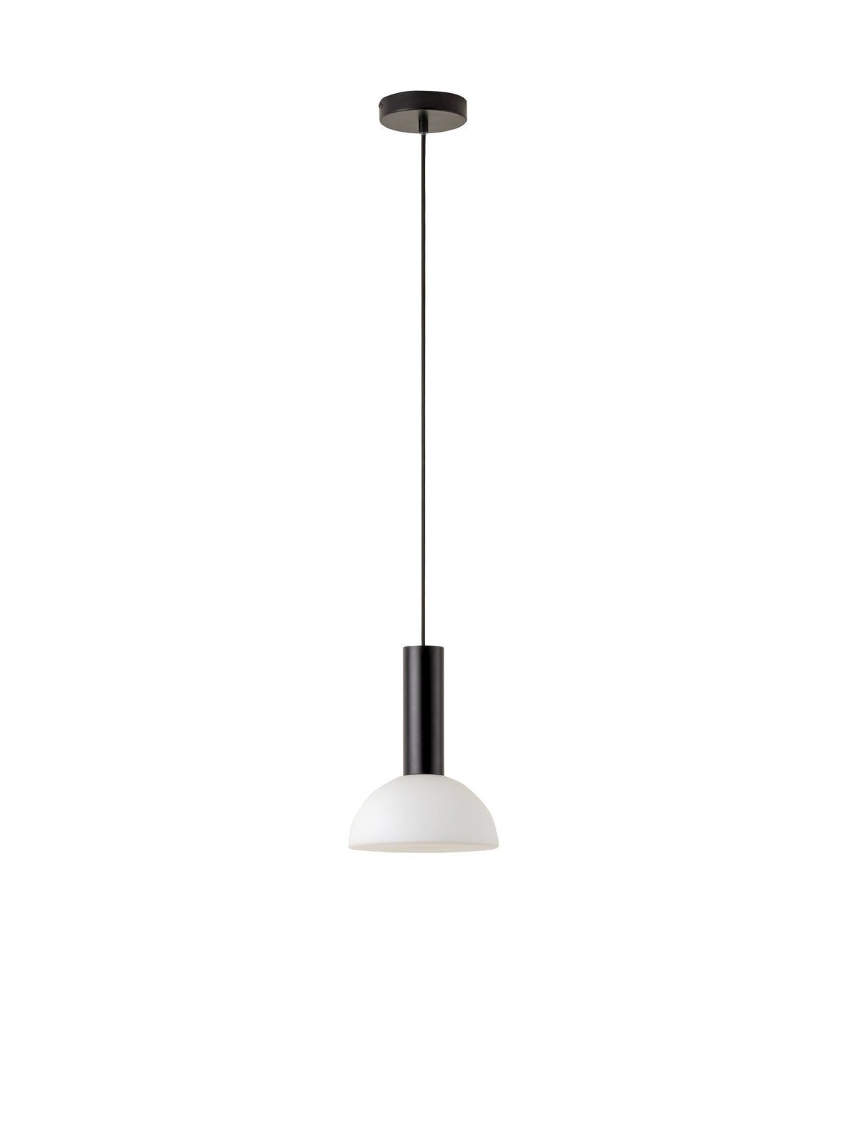 Silio - 1 Light Matt Black And Opal Pendant