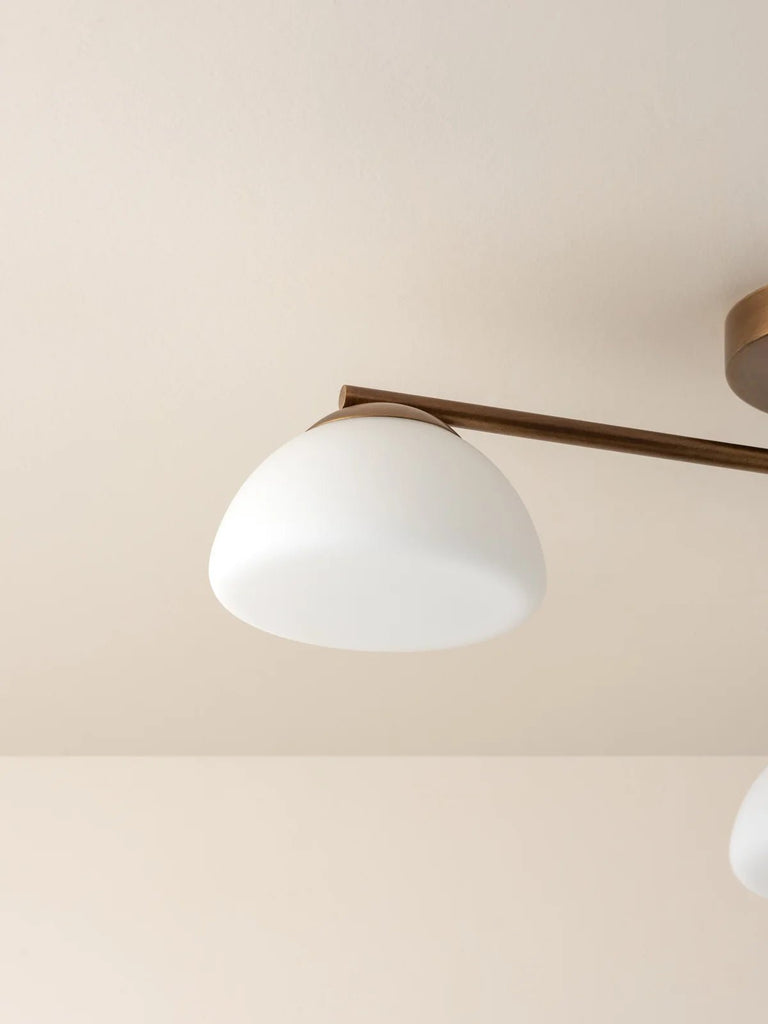 Silio - 3 Light Aged Brass And Opal Flush - Ceiling Lights Lights&Lamps Loom Collection Dubai