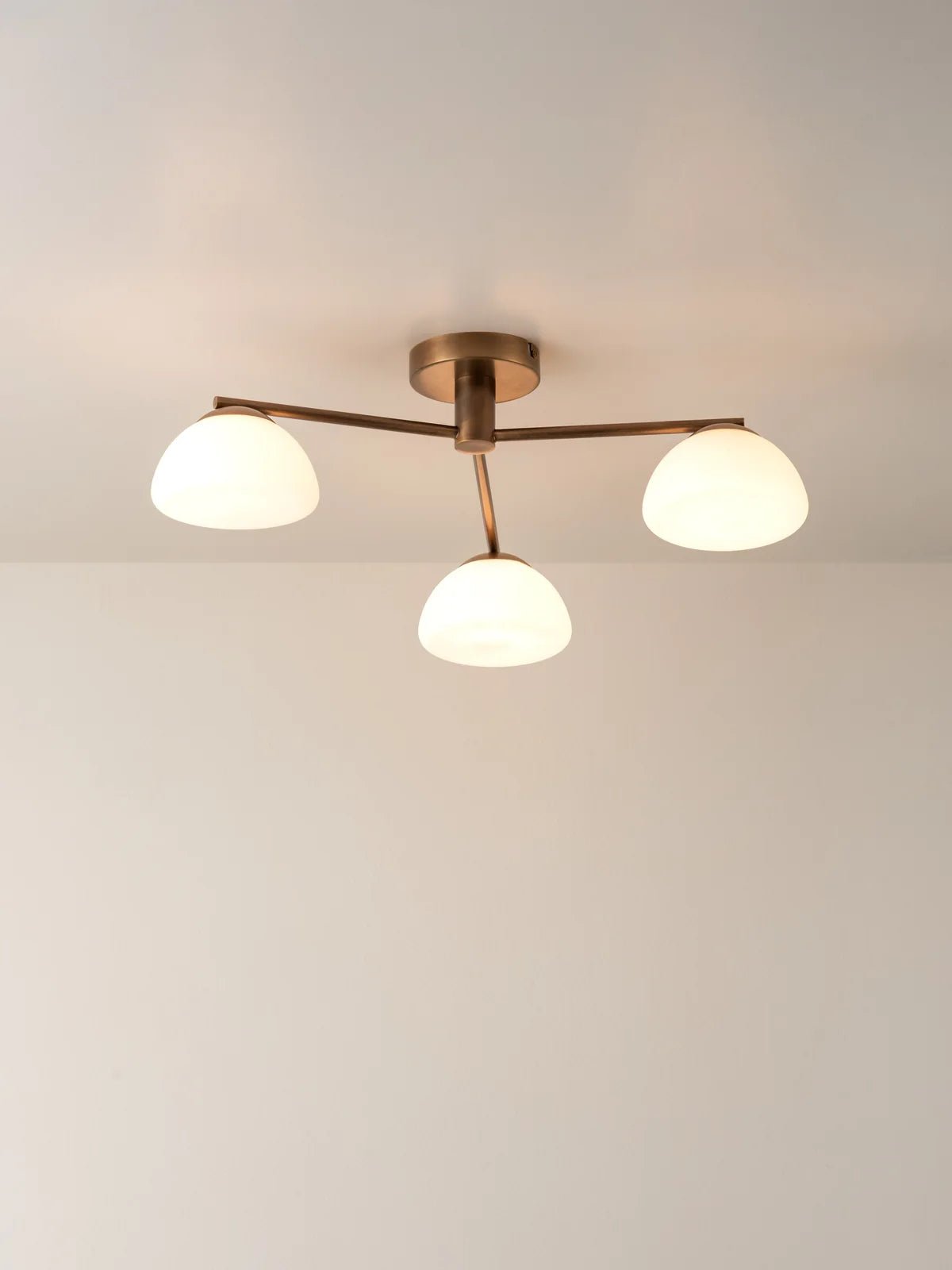 Silio - 3 Light Aged Brass And Opal Flush - Ceiling Lights Lights&Lamps Loom Collection Dubai