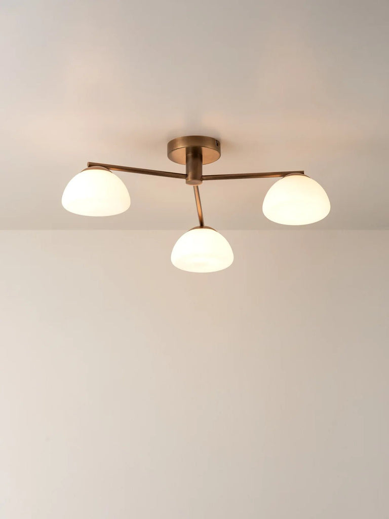 Silio - 3 Light Aged Brass And Opal Flush - Ceiling Lights Lights&Lamps Loom Collection Dubai