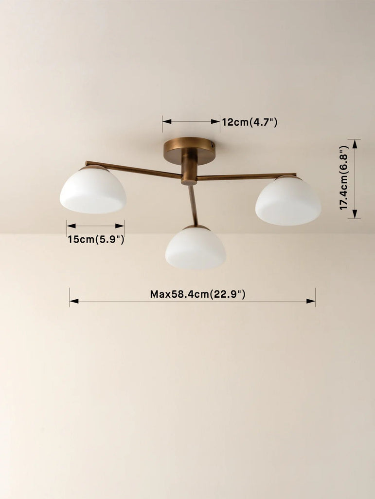 Silio - 3 Light Aged Brass And Opal Flush - Ceiling Lights Lights&Lamps Loom Collection Dubai