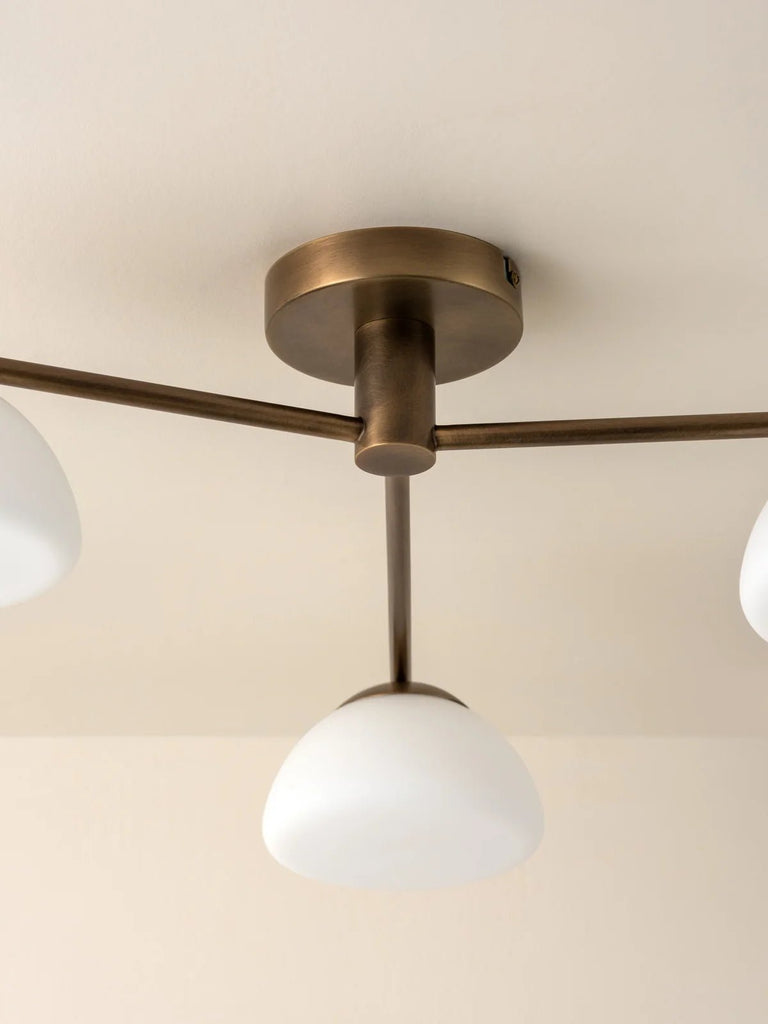 Silio - 3 Light Aged Brass And Opal Flush - Ceiling Lights Lights&Lamps Loom Collection Dubai