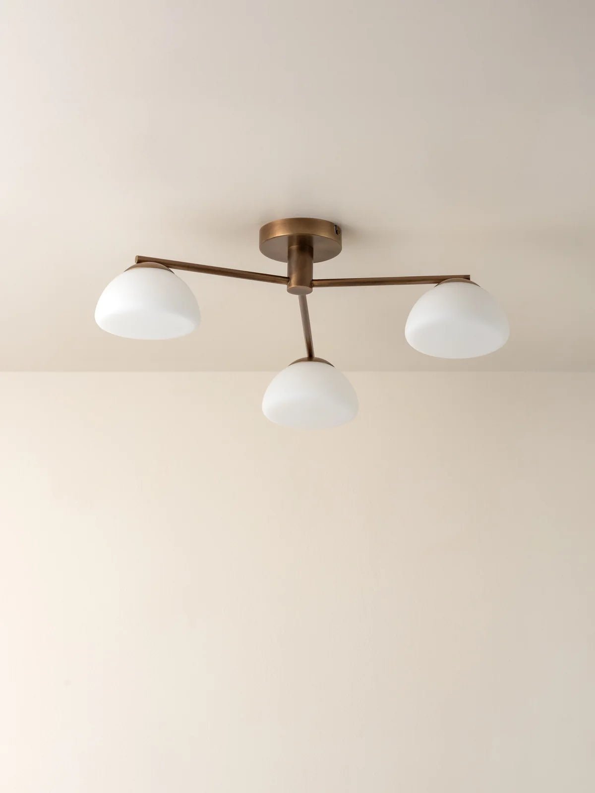 Silio - 3 Light Aged Brass And Opal Flush - Ceiling Lights Lights&Lamps Loom Collection Dubai