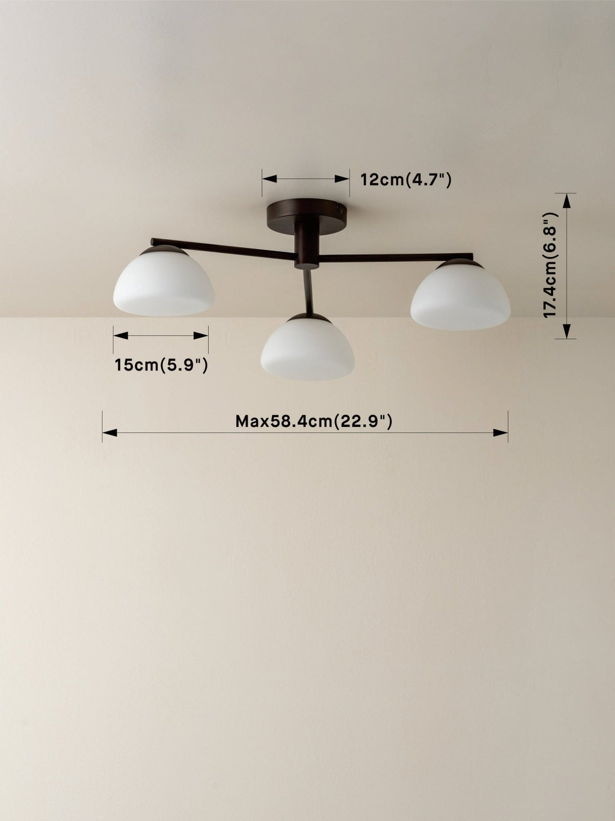 Silio - 3 Light Matt Black And Opal Flush