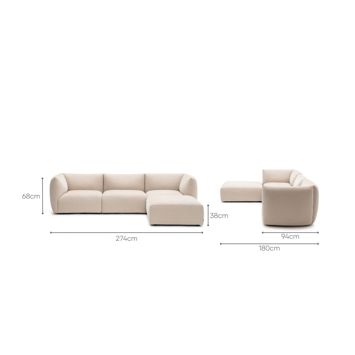 Slipper Corner Sofa - Bleached Sand - Sofa Natadora Loom Collection Dubai