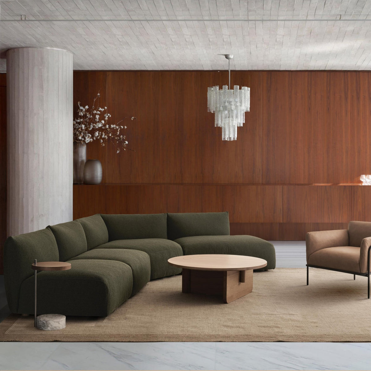 Slipper Corner V1 Sofa - Lisa Seaweed - Loom Collection