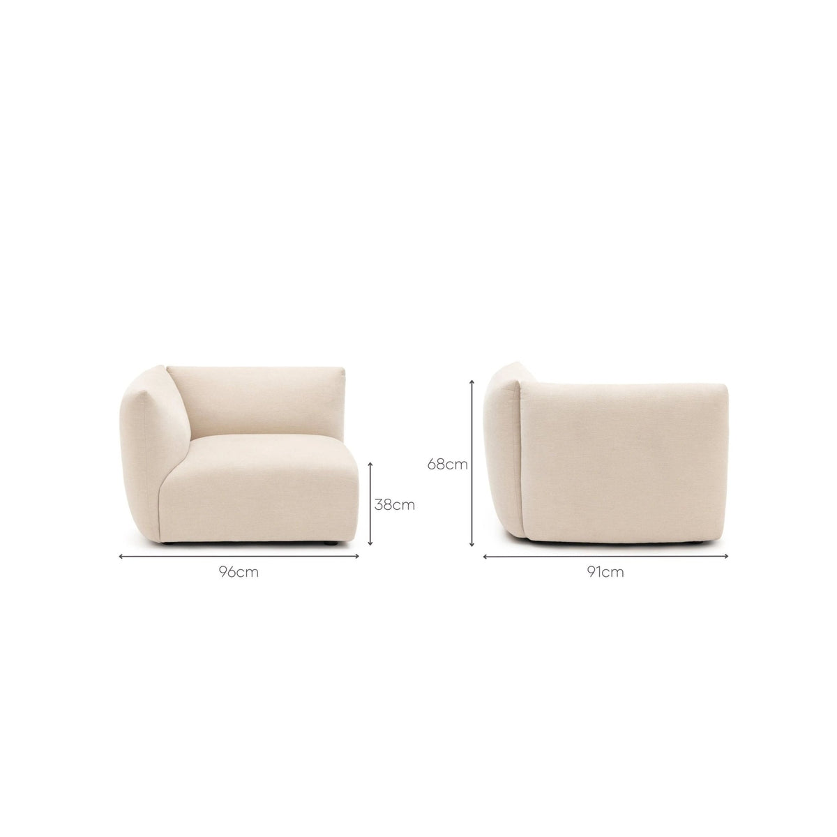 Slipper Left Arm - Bleached Sand - Sofa Natadora Loom Collection Dubai