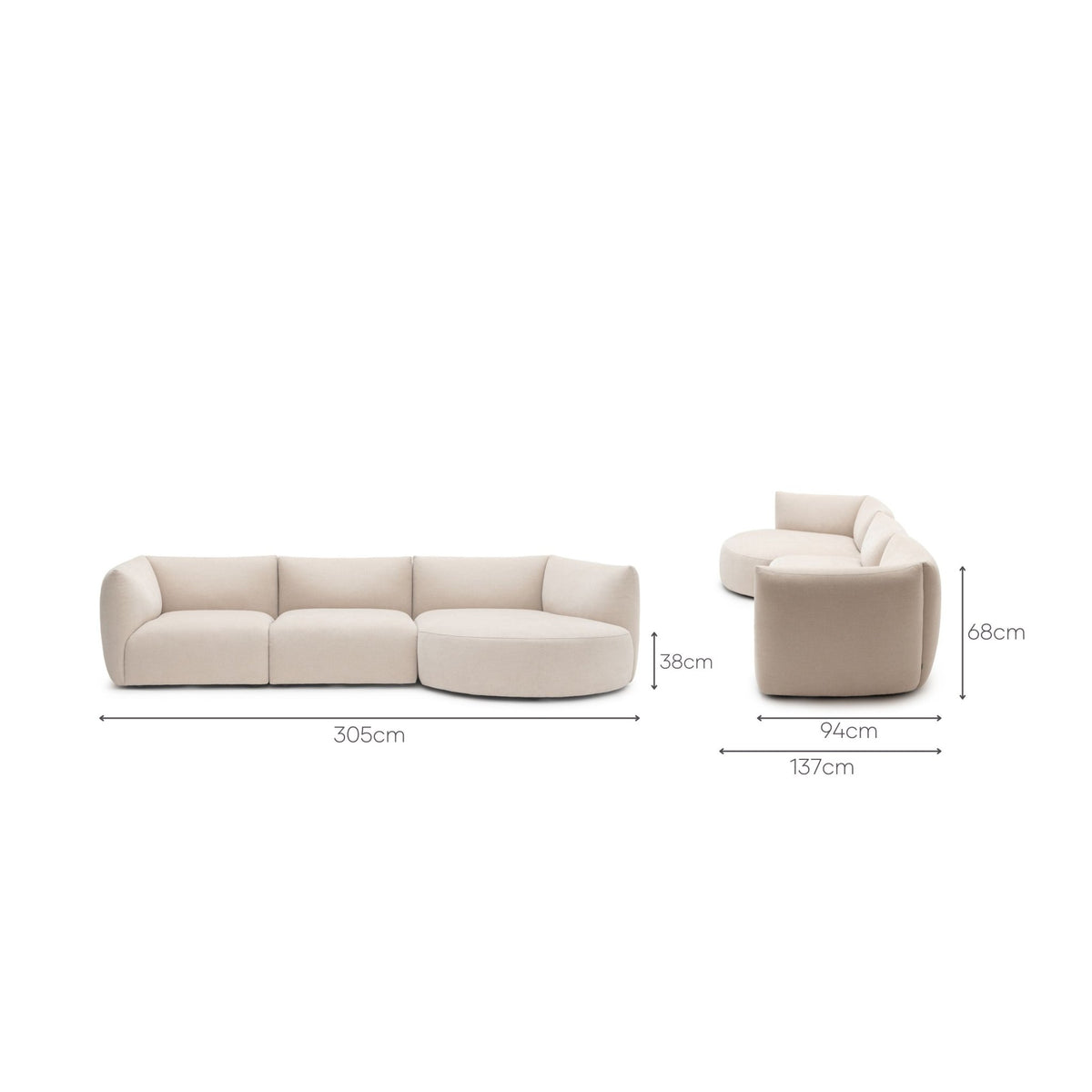 Slipper Lounge Closed Sofa - Bleached Sand - Sofa Natadora Loom Collection Dubai